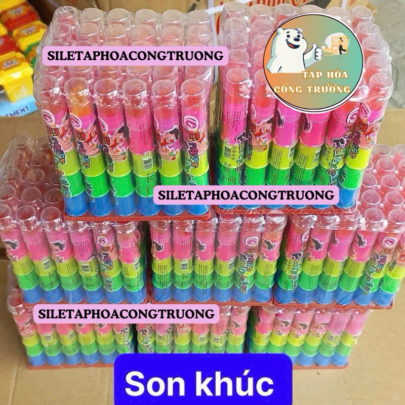 Sỉ lốc 30 cái kẹo mút son búp bê và kẹo mút son tầng, đồ ăn vặt cổng trường