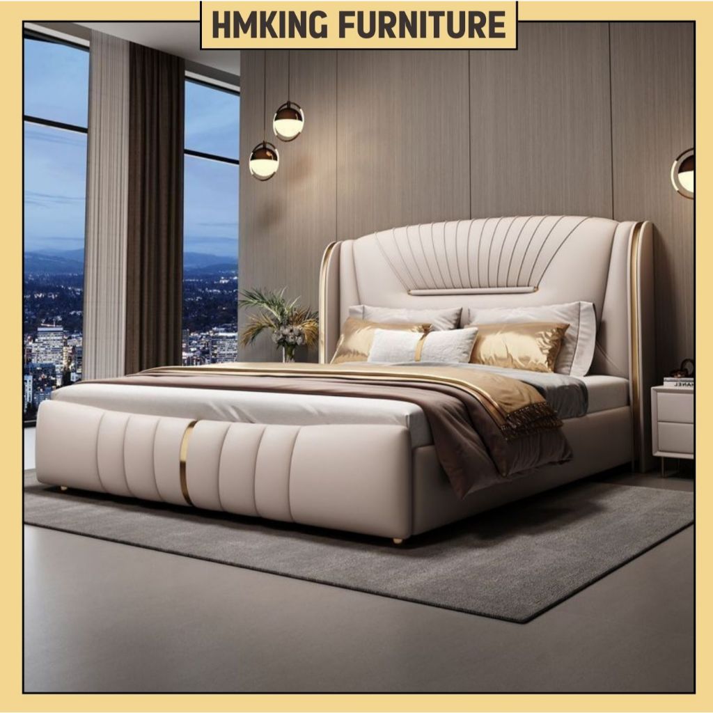 Giường ngủ cao cấp HMKing Furniture thiết kế hiện đại sang trọng kích thước 1m6x2m 1m8x2m.