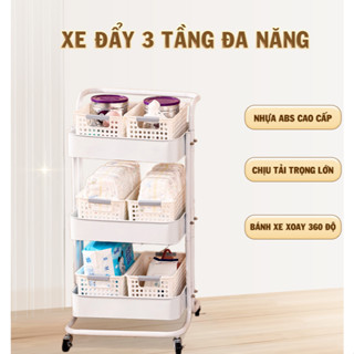 Xe Đẩy Spa 3 Tầng Đa Năng - Kệ để đồ bỉm sữa (XDT01)
