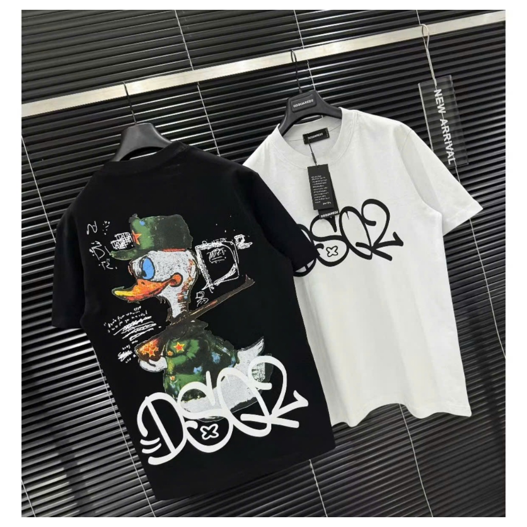 Áo phông Nam DSQ Phối họa tiết con vịt Cao Cấp, độc lạ, áo thun nam boy phố, áo thun nam du lịch cực