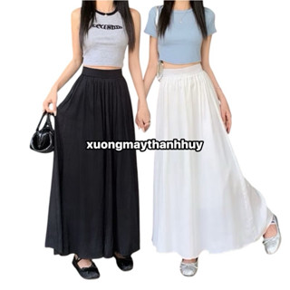 Chân Váy Xoè Xếp Ly Dáng Dài Maxi Cạp Cao Phủ 2 Lớp Chất Lụa Siêu Đẹp Siêu Dễ Mix Đồ- 351 chân váy dài