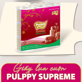 [Chính Hãng] Giấy vệ sinh cao cấp Pulppy Supreme giấy lụa 3lớp mềm mịn thấm hút tốt 1 lốc 9 cuộn đỏ/xanh