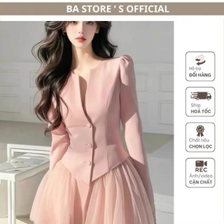  Set Bộ Áo Khuy Cài Dài Tay Mix Chân Váy Lưới Phong Cách Tiểu Thư Kiêu Kì TH230 