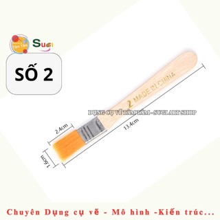 Cọ Panh Xô Cán Gỗ Lông Vàng Nhiều Size - Cọ vẽ bản lớn, Cọ vuông bản rộng , Acrylic, Gouache, tô tượng ...