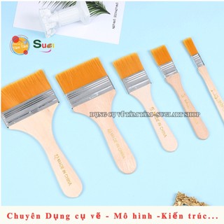 Cọ Panh Xô Cán Gỗ Lông Vàng Nhiều Size - Cọ vẽ bản lớn, Cọ vuông bản rộng , Acrylic, Gouache, tô tượng ...