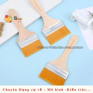 Cọ Panh Xô Cán Gỗ Lông Vàng Nhiều Size - Cọ vẽ bản lớn, Cọ vuông bản rộng , Acrylic, Gouache, tô tượng ...