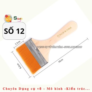 Cọ Panh Xô Cán Gỗ Lông Vàng Nhiều Size - Cọ vẽ bản lớn, Cọ vuông bản rộng , Acrylic, Gouache, tô tượng ...