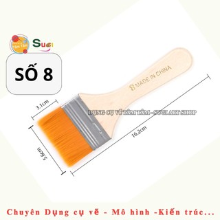 Cọ Panh Xô Cán Gỗ Lông Vàng Nhiều Size - Cọ vẽ bản lớn, Cọ vuông bản rộng , Acrylic, Gouache, tô tượng ...