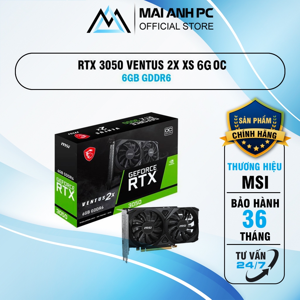 Cạc màn hình MSI RTX 3050 VENTUS 2X E 6G OC