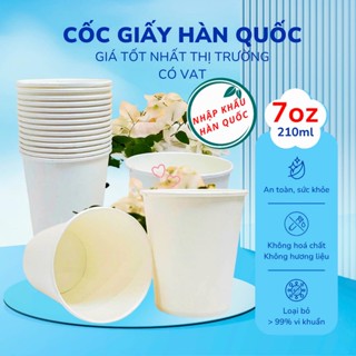 Cốc giấy 7oz 210ml hàn quốc - Ly giấy 7oz dùng 1 lần cho cơ quan văn phòng ( hàng nhập khẩu - có VAT )