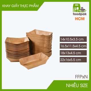 FFPxN - 25 khay giấy dáng thuyền đựng thức ăn - Nhiều size - Khay giấy đựng món tráng miệng