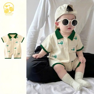 Body đùi cho bé gái bé trai hình cá sấu phối cổ, Bodysuit cho bé cotton mềm mịn, Đồ sơ sinh bé gái bé trai 0-12M
