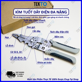 Kìm tuốt dây đa năng, kềm cắt kèm bấm cos dây tách vỏ xoắn dây bằng thép không gỉ - 115