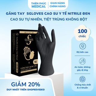 Găng Tay Y Tế Nitrile Đen Không Bột Sgloves Chống Hóa Chất, Co Giãn Tốt, Hộp 100 Chiếc (50 đôi)