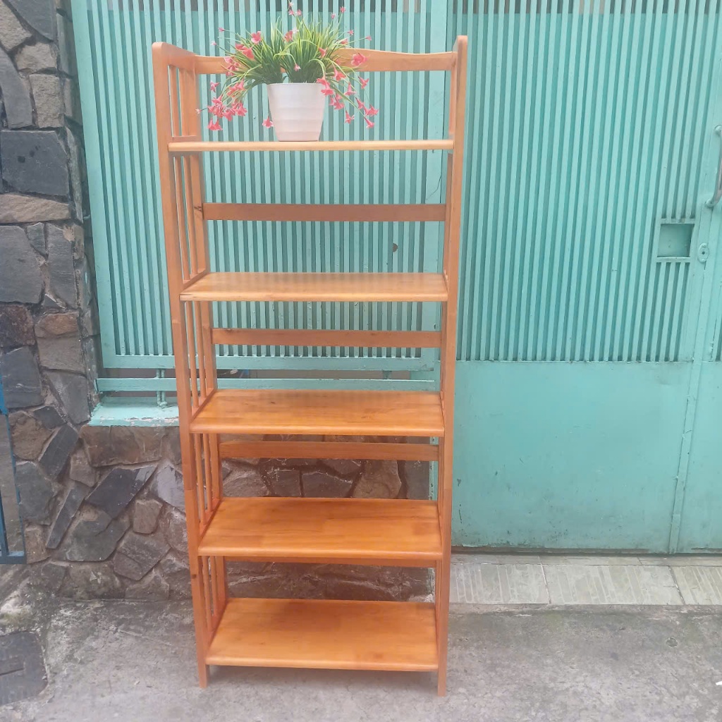 Kệ sách 5 tầng , sâu 28 cm,  ngang 50cm, cao 155cm gỗ cao su, màu Cherry,  đã thông qua tẩm sấy.