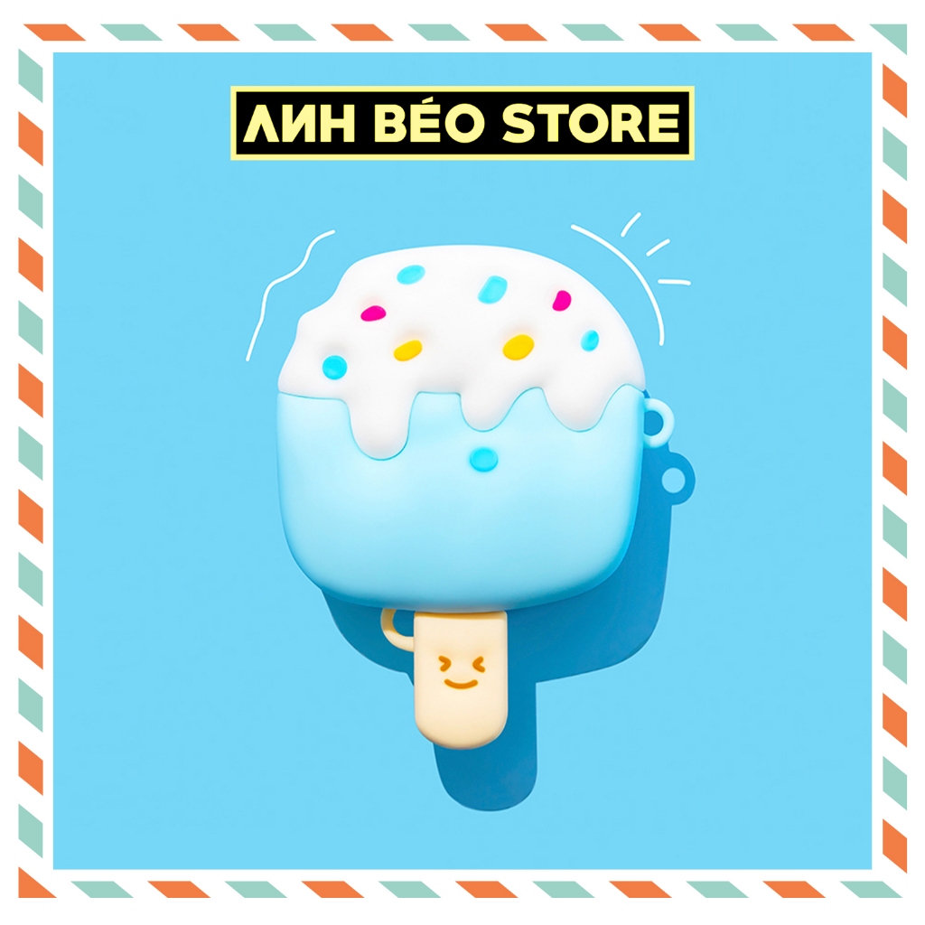Vỏ Ốp Airpod 2 3 Pro Pro 2 Que Kem kèm móc khóa, Case Airpods Ice Cream Silicon