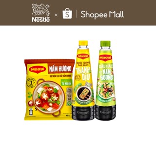 Combo Maggi 1 gói Hạt nêm vị Nấm Hương 450g + 1 Nước tương đậu nành thanh dịu 450ml + 1 Dầu Hào Nấm Hương 350g 