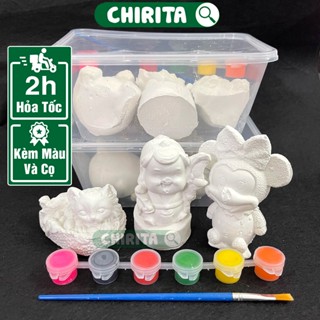  Bộ Tô Tượng Thạch Cao Cho Bé Đầy Đủ MÀU + CỌ - Bộ Tượng Tô Màu Đủ Size To Nhỏ Đồ Chơi Trẻ Em Chirita 