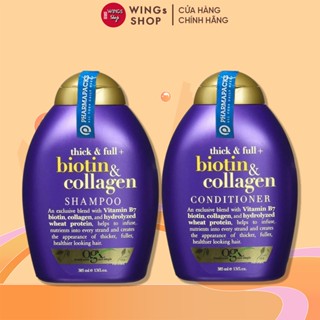 Cặp Dầu Gội Xả Biotin Collagen OGX Giảm Rụng, Kích Mọc Tóc, Phục Hồi Hư Tổn 385ml, Wings Shop