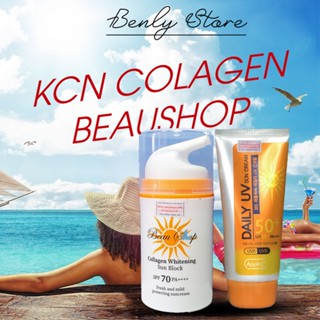 Kem Chống Nắng Collagen Beau Shop- Whitening Sun Block & DAILY UV Sun Cream SPF50+PA++ Kcn vật lý kiềm dầu