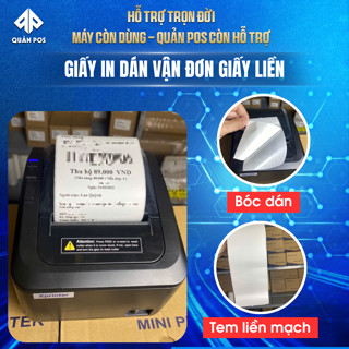 Giấy in tem dán liền 76mm in vận đơn cho máy in hóa đơn dài 30 mét