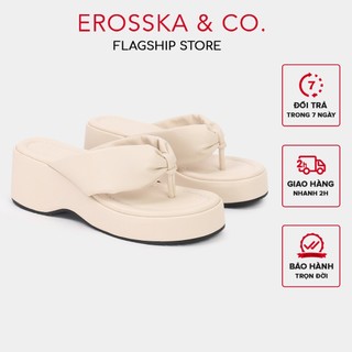  Erosska - Dép đế xuống nữ dây phối chéo cách điệu tối giản năng động màu kem cao 7cm - SB038 