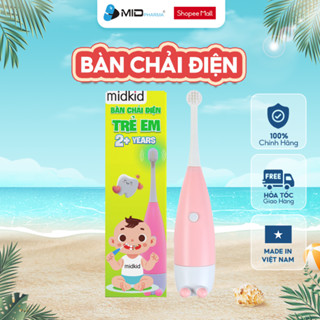 Bàn Chải Điện Midkid dành cho bé từ 2 tuổi lông chải mềm, kèm pin và đầu chải thay thế