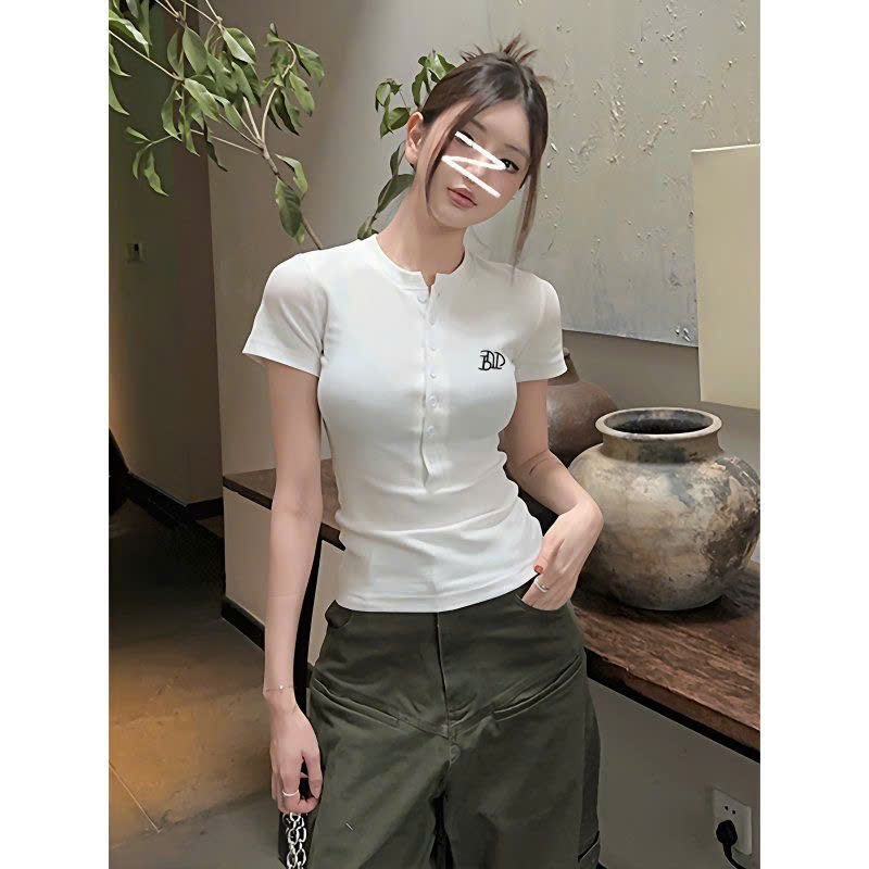 Áo thun NGẮN TAY MOSES QUEEN Cài cúc cổ hàng Quảng Châu chất cotton tăm co giãn