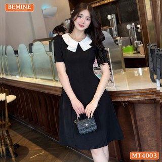 Đầm basic đơn giản cổ kiểu 2 lá BEMINE MT4003DEN