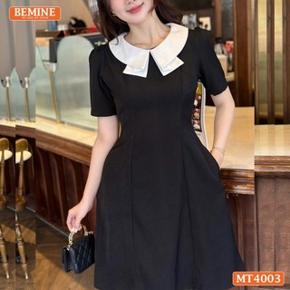 Đầm basic đơn giản cổ kiểu 2 lá BEMINE MT4003DEN