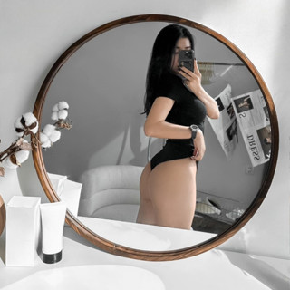 80x80cm Gương tròn khung gỗ AAArealhome TG Gương trang điểm Gương nhà tắm