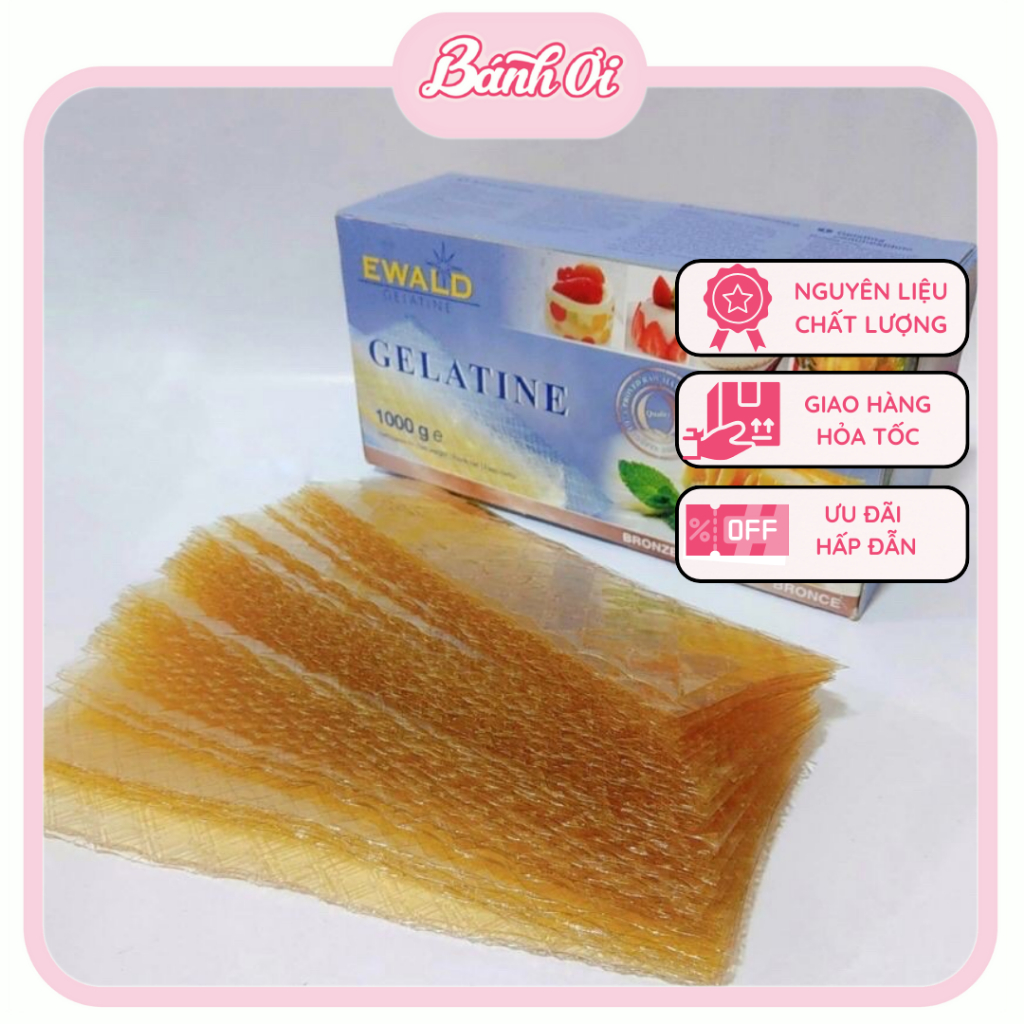 Gelatin làm chè khúc bạch, làm bánh dạng bột và gelatin dạng lá, gelatin ewald ĐỨC - Bánh Ơi