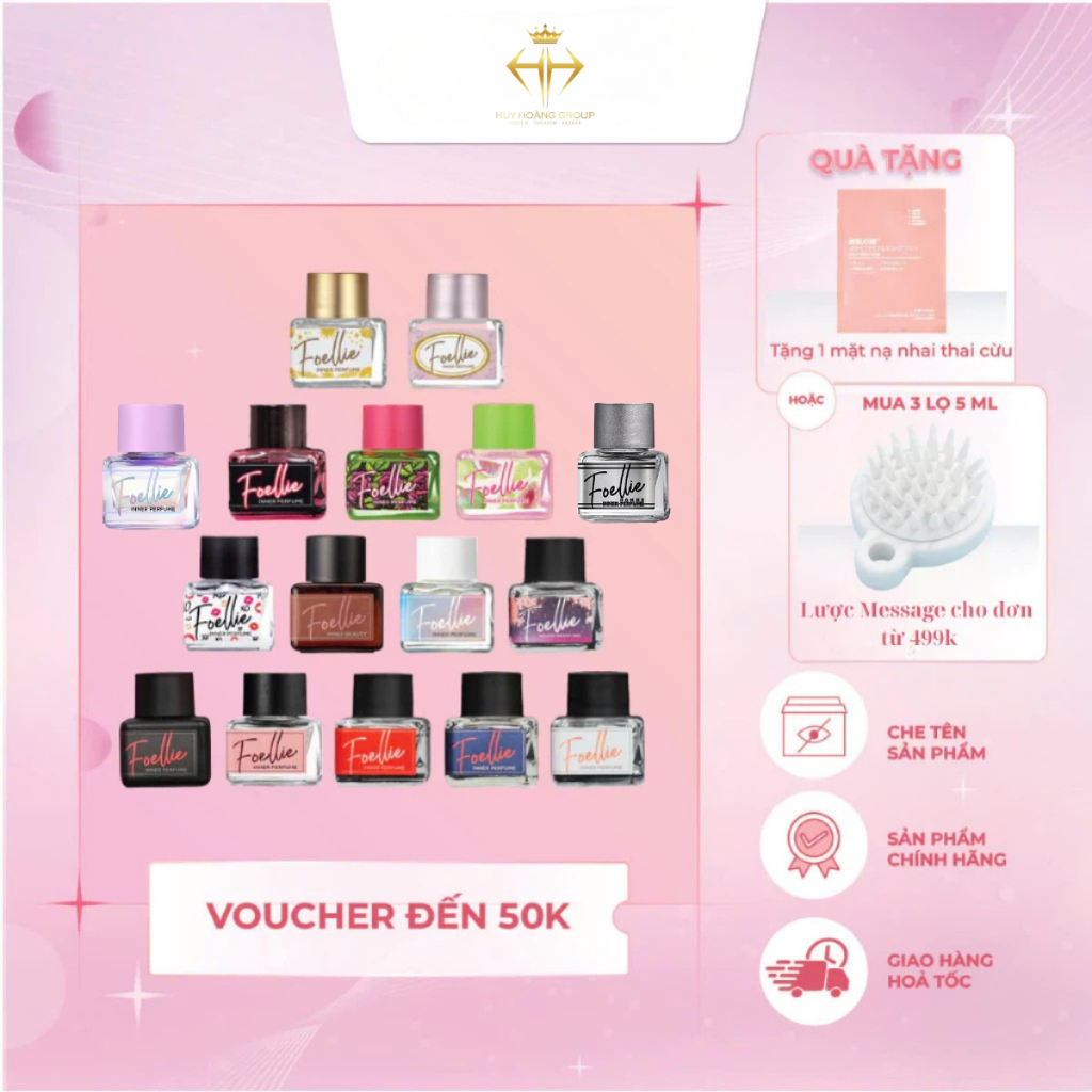 [CHE TÊN SP] Nước hoa vùng kín Foellie chính hãng cao cấp Hàn Quốc nhiều mùi, lưu hương lâu 5ml