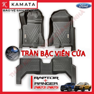 Thảm lót sàn ô tô 5D Ford Ranger/Raptor 2023-2025 đúc nguyên khối TPV (3 tấm/Bộ) (New)