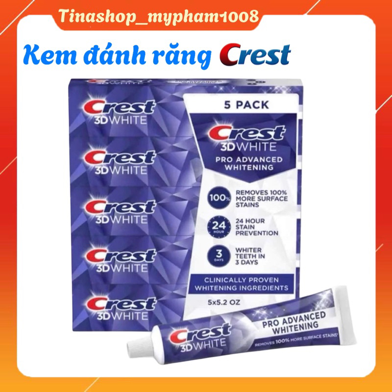 Kem Đánh Răng Crest 3D White Pro Advanced Whitening 147g