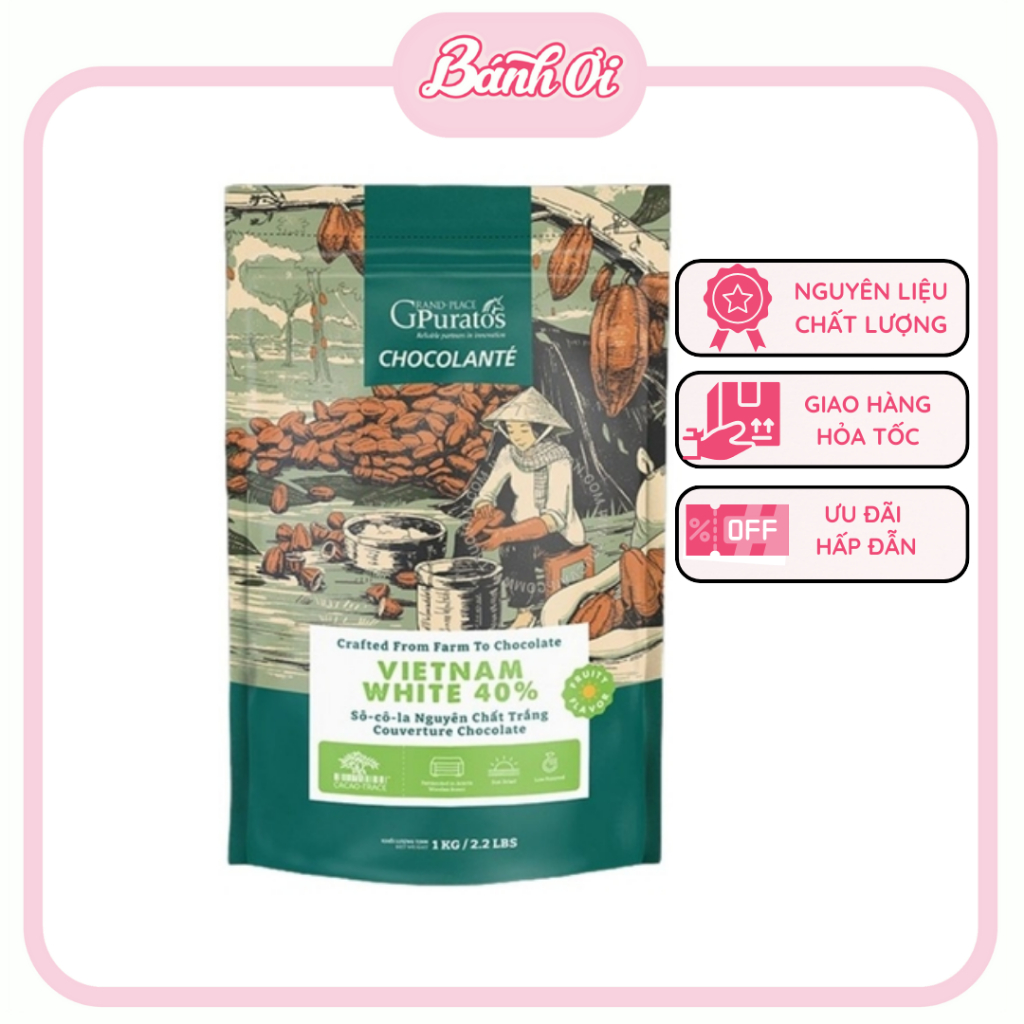 Socola hạt nút trắng 40% - Socola nút trắng, Socola Puratos nút trắng - Bánh Ơi