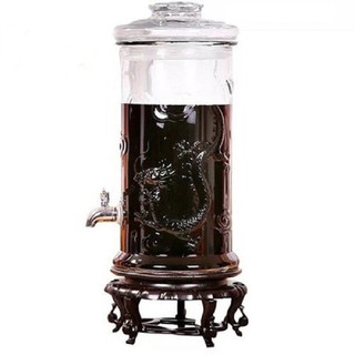 Bình trụ thủy tinh họa tiết rồng có vòi hàng dầy cao cấp