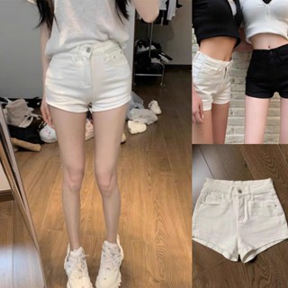 Quần Short nữ Lưng Cao Denim Co Giãn Basic 2 màu Đen Trắng cho Nữ Cao Cấp Phong Cách Thời Trang Hàn Quốc