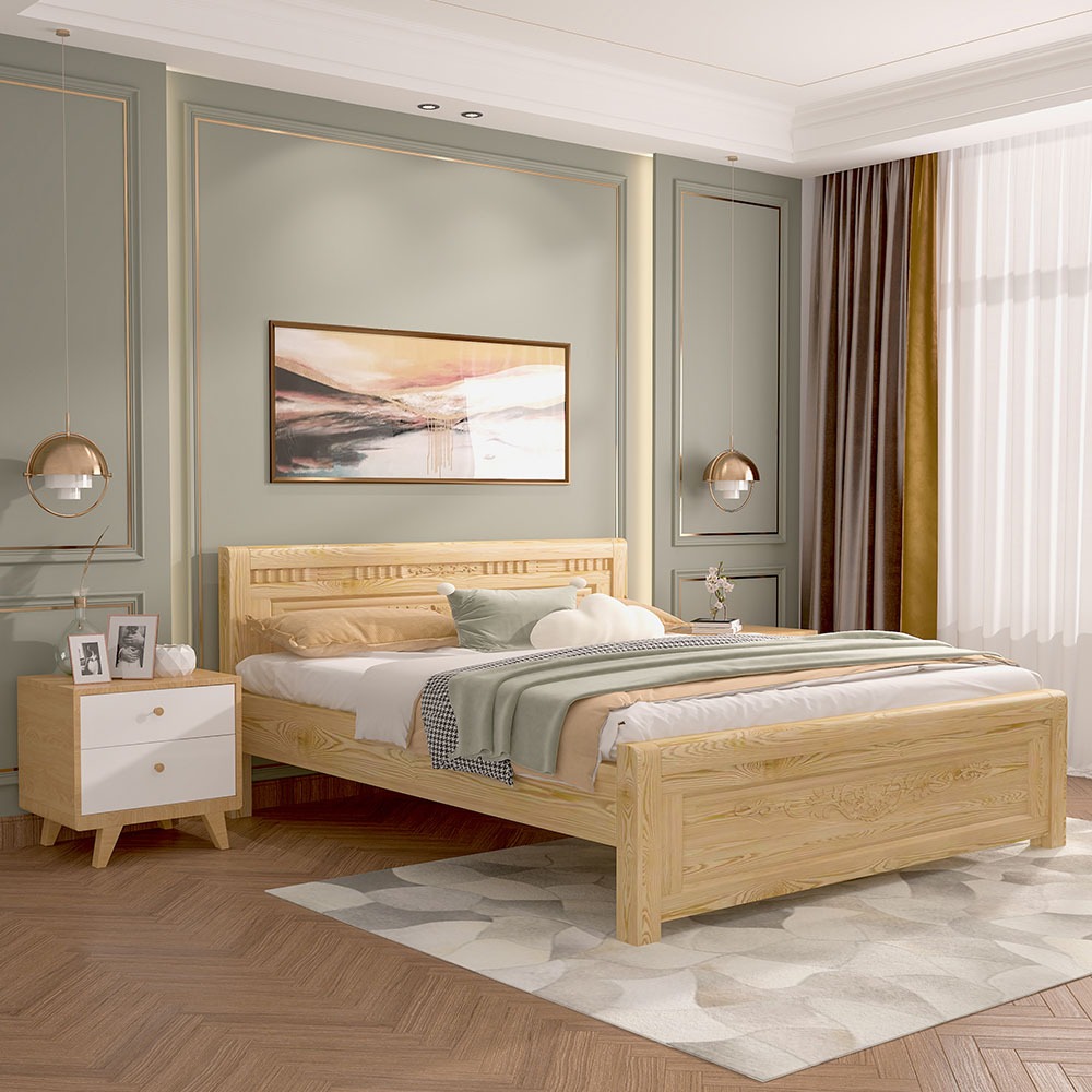 Giường ngủ gỗ sồi,gỗ xoan hiện đại,giường khách sạn,giường gia đình hay sử dụng 1,6mx2m,1,8mx2m | BigBuy360 - bigbuy360.vn