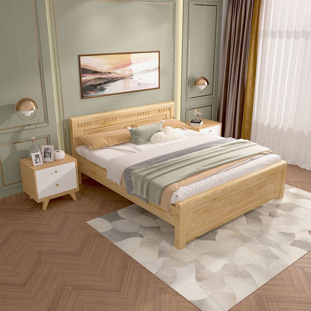 Giường ngủ gỗ sồi,gỗ xoan hiện đại,giường khách sạn,giường gia đình hay sử dụng 1,6mx2m,1,8mx2m | BigBuy360 - bigbuy360.vn