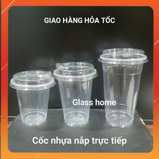 Cốc nhựa nắp trực tiếp 360ml 400ml 500ml 700ml 50 cái ly nhựa dùng 1 lần dập được màng