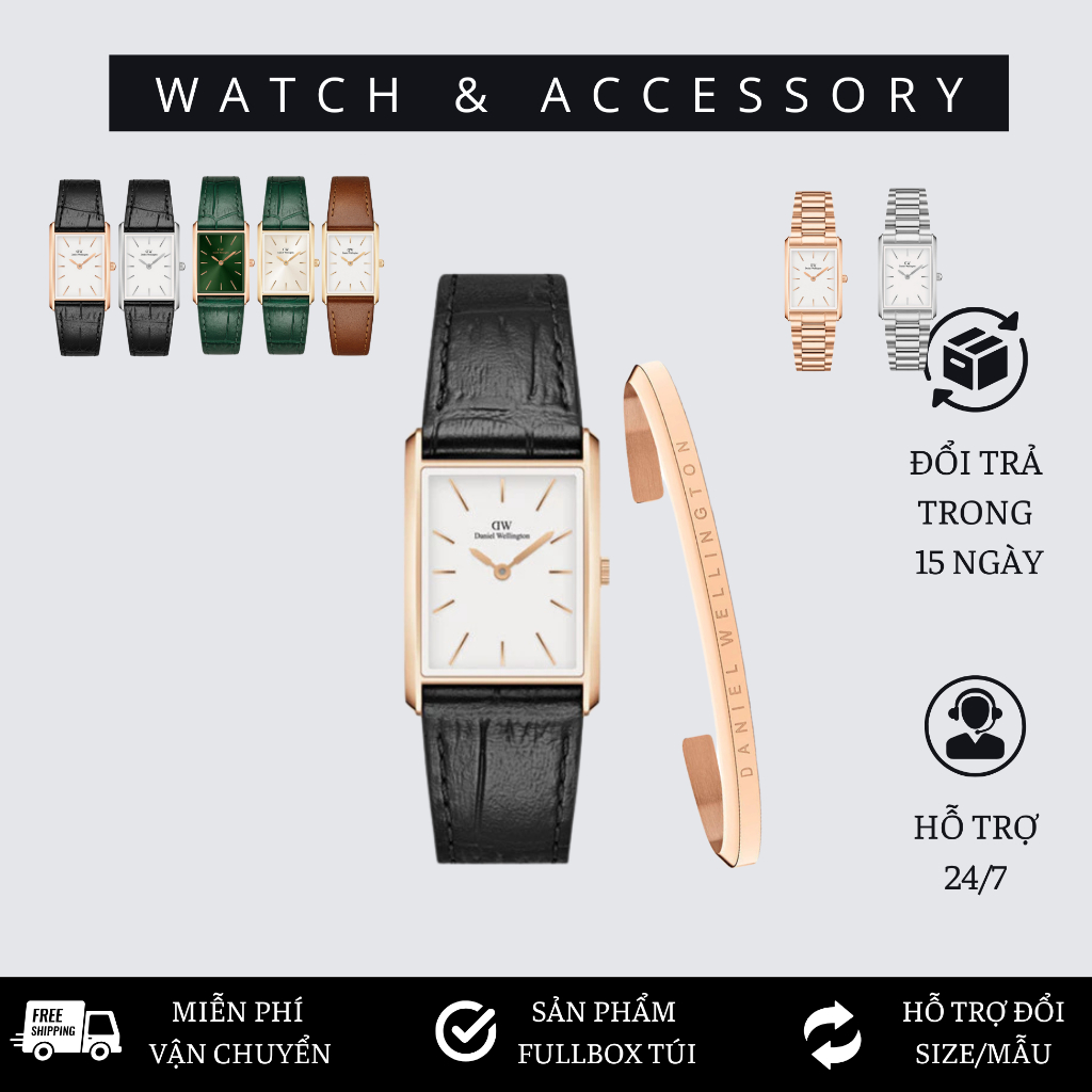 Đồng hồ Daniel Wellington dây da - Bound Black croc leather 32X22mm Unisex - D_W00100693 Daniel Watch SGVN