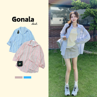 Áo Sơ Mi Nữ Dáng Rộng, Áo Sơ Mi Hồng Pastel Kẻ Sọc Mặc Đi Học Đi Làm Năng Động T015