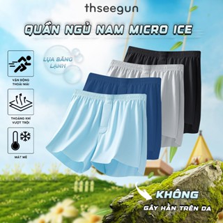 Quần Đùi Nam Mặc Nhà, Quần Ngủ Nam Combo 4 Thun Lạnh Thseegun, Chất liệu Lụa Băng Micro ICE Thoáng Mát, Mềm Mịn Mỏng 819