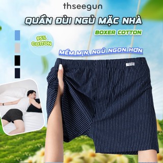 Quần Đùi Nam Mặc Nhà, Quần Ngủ Nam Cotton Thun Lạnh Thseegun, Thoáng Khí Co Giãn 4 Chiều 8018
