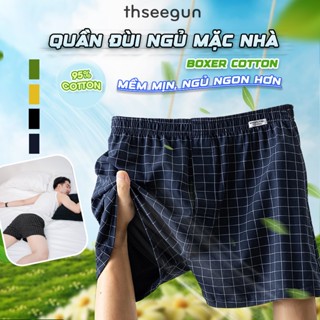 Quần Đùi Nam Mặc Nhà, Quần Ngủ Nam Cotton Thun Lạnh Thseegun, Thoáng Khí Co Giãn 4 Chiều 7003
