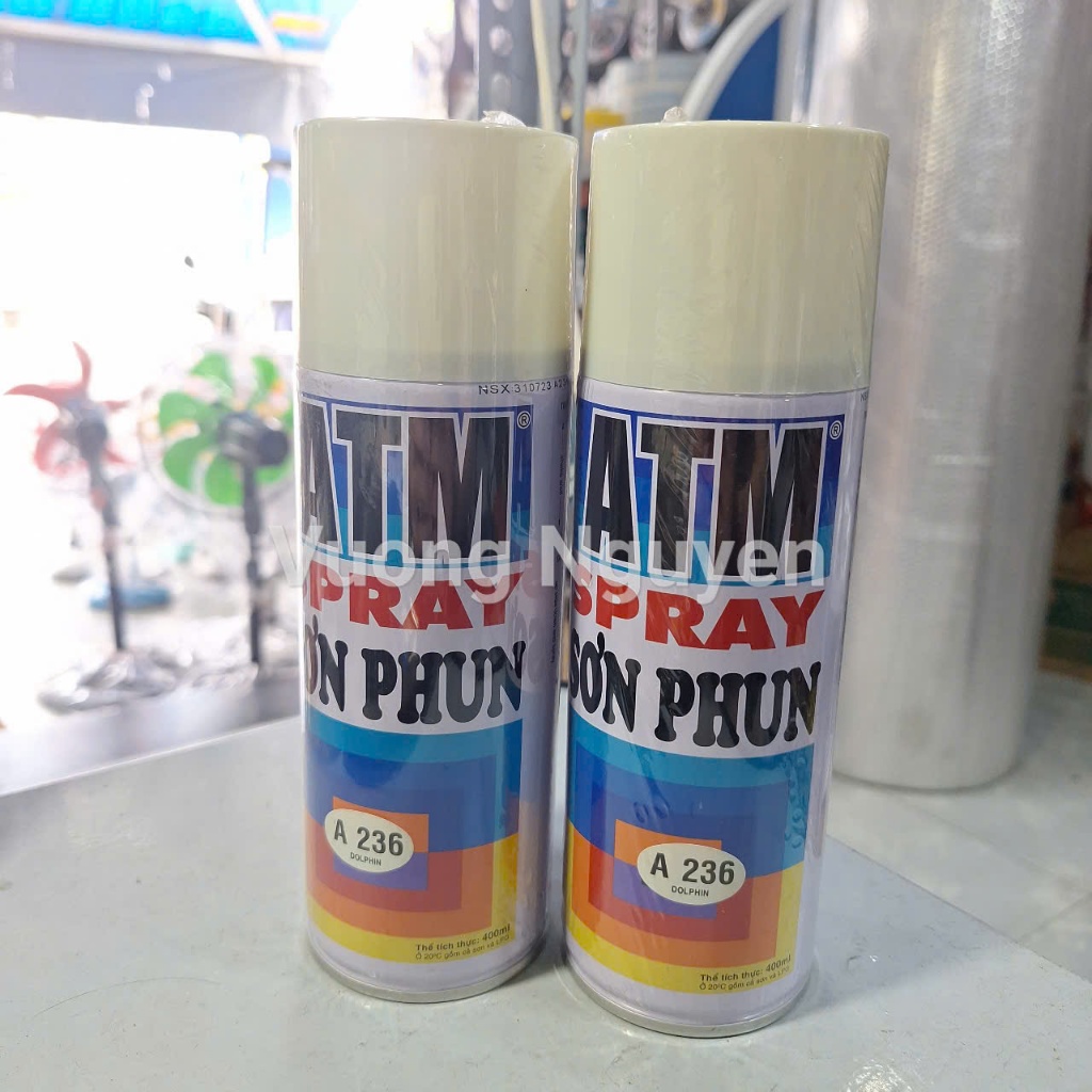 Sơn xịt màu xám trắng A236 DOLPHIN ATM màu xám trắng 236 - điện nước Vương Nguyên