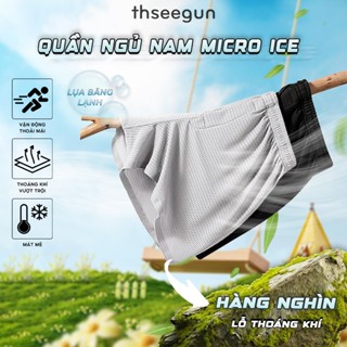 Quần Đùi Nam Mặc Nhà, Quần Ngủ Nam Combo 2 Thun Lạnh Lụa Băng Thseegun, Thoáng Mát Đục Lỗ Thoáng Khí Co Giãn 4 Chiều 812