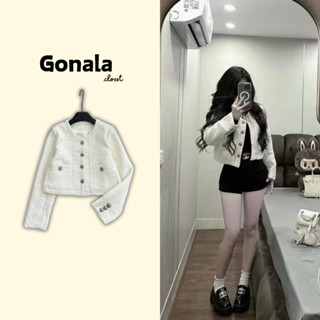  Áo Khoác Dạ Nữ 2 Lớp Áo Khoác Dạ Tweed Dáng Crop Đính Cúc Vàng Sang Chảnh Lịch Sự T109 