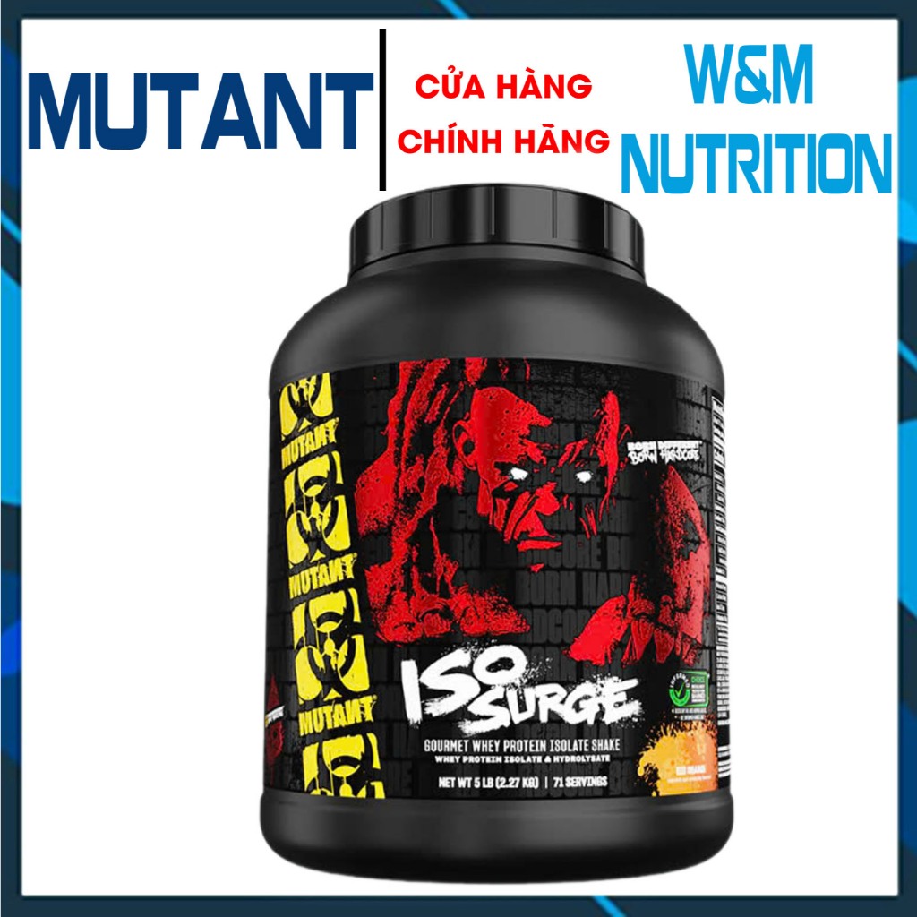 Sữa tăng cơ Whey Iso Surge Mutant 5LBS 71 lần dùng - Mỗi serving 25g Pro + 16.3g EAA Glutamin + 5.5g